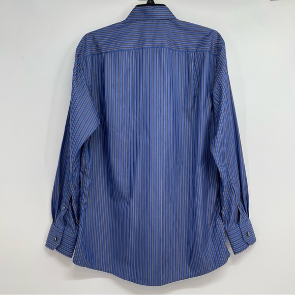 ETON Ganghester Button Up Shirt Men’s 15 3/4 40 Blue/gray Striped Long Sleeve - Picture 3 of 8